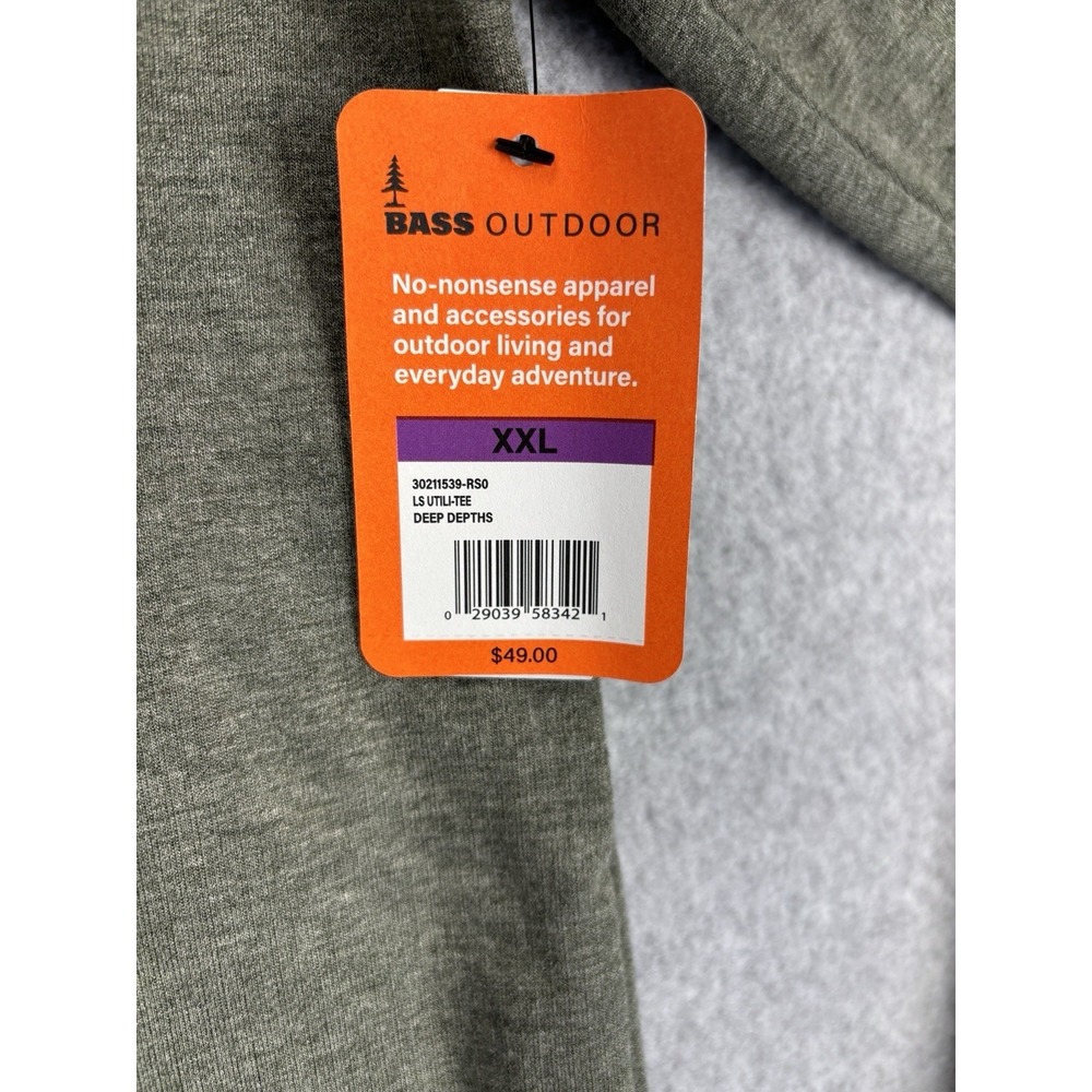 NWT Bass Outdoor Mens XXL Deep Depths Green Long Sleeve Utili-Tee Pocket Shirt‎ - Picture 5 of 12